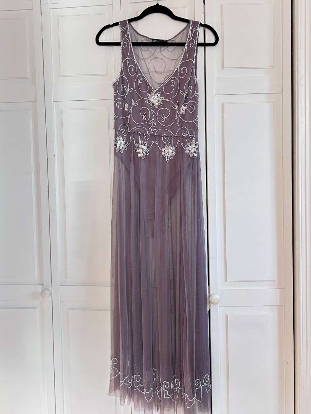 Beaded Embellished Sheer Maxi Dress US 6